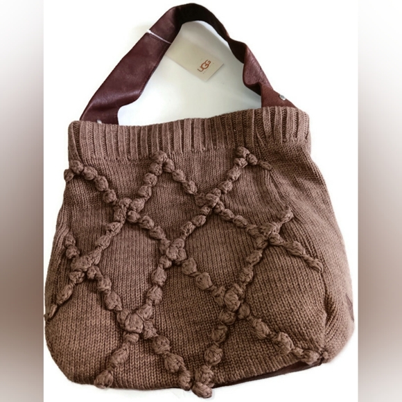 UGG Handbags - NEW UGG XLARGE LEATHER & WOOL BLEND BAG, BROWN/ MOCHA BAG
